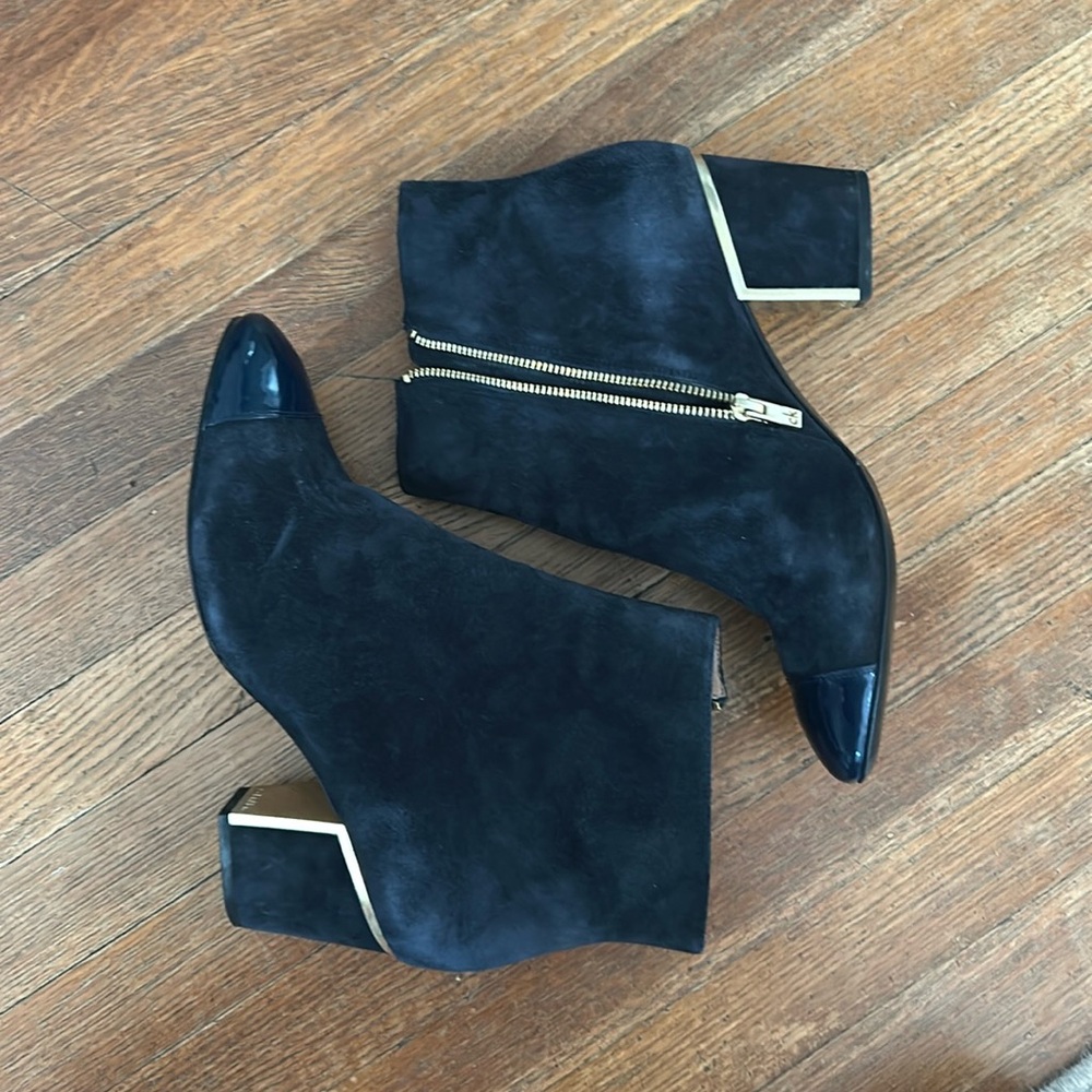 Calvin Klein blue suede booties